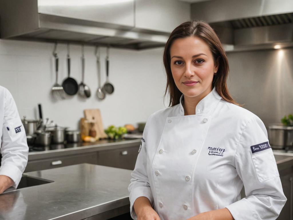 Confident Woman Chef in Professional Kitchen