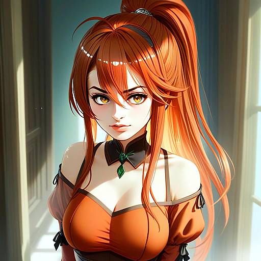 Anna Fire Emblem Female Character Digital Illustration with Orange Hair