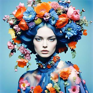 Vibrant Floral Headdress Portrait