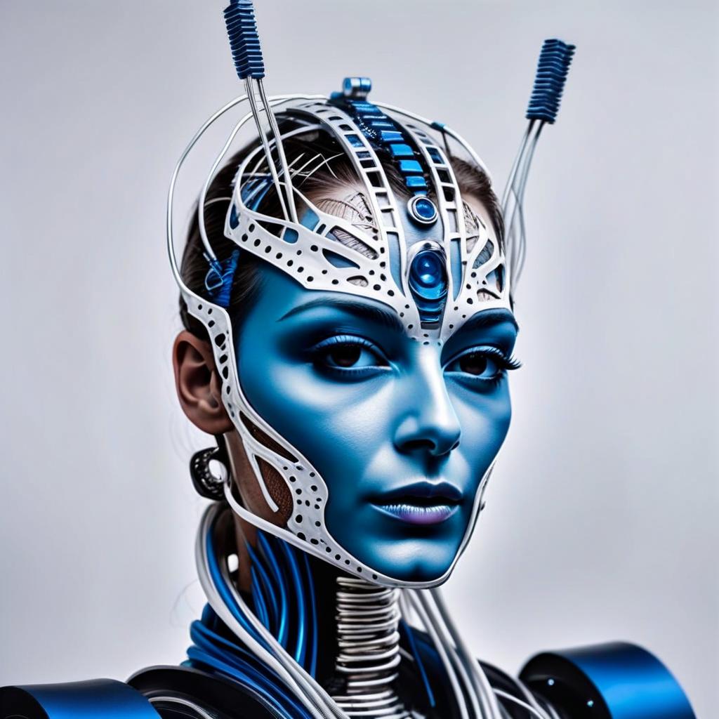 Futuristic Cyborg Woman with Metallic Enhancements
