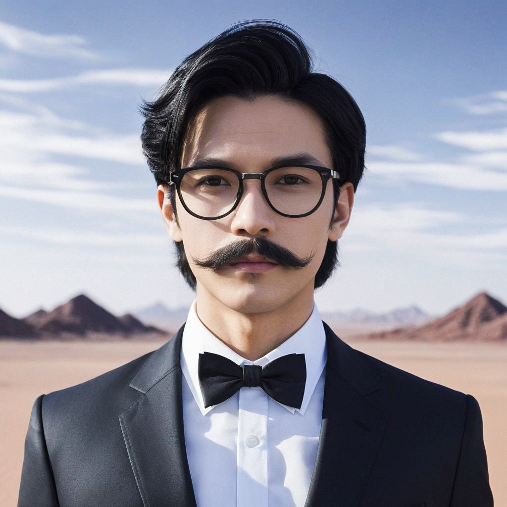 Stylish Man in Tuxedo in Desert Landscape Stylish Man in Tuxedo in Desert Landscape