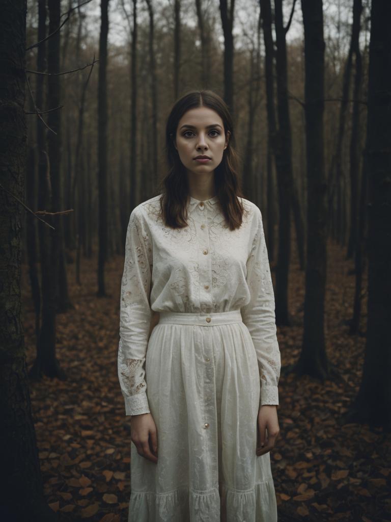 Vintage Woman in Serene Forest