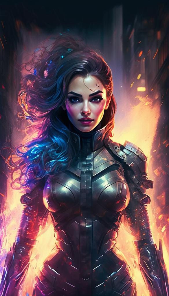 Fierce Woman in Futuristic Armor Fierce Woman in Futuristic Armor