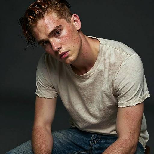 Gen Z Young Man with Acne in Casual Outfit Portrait