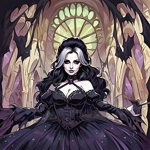 Elegant Woman in Dark Gown - Gothic Fantasy Art