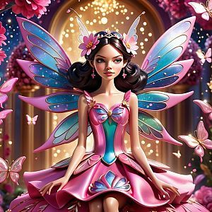 Fantasy Fairy Woman with Colorful Wings