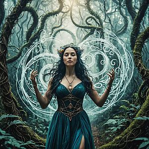 Mystical Woman in Enchanted Forest