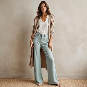 Confident Woman in Casual Elegant Outfit