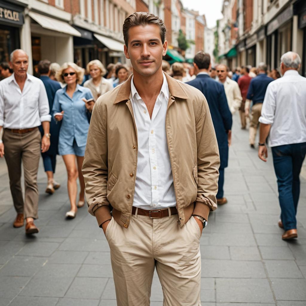 Stylish Man in Bustling City Street