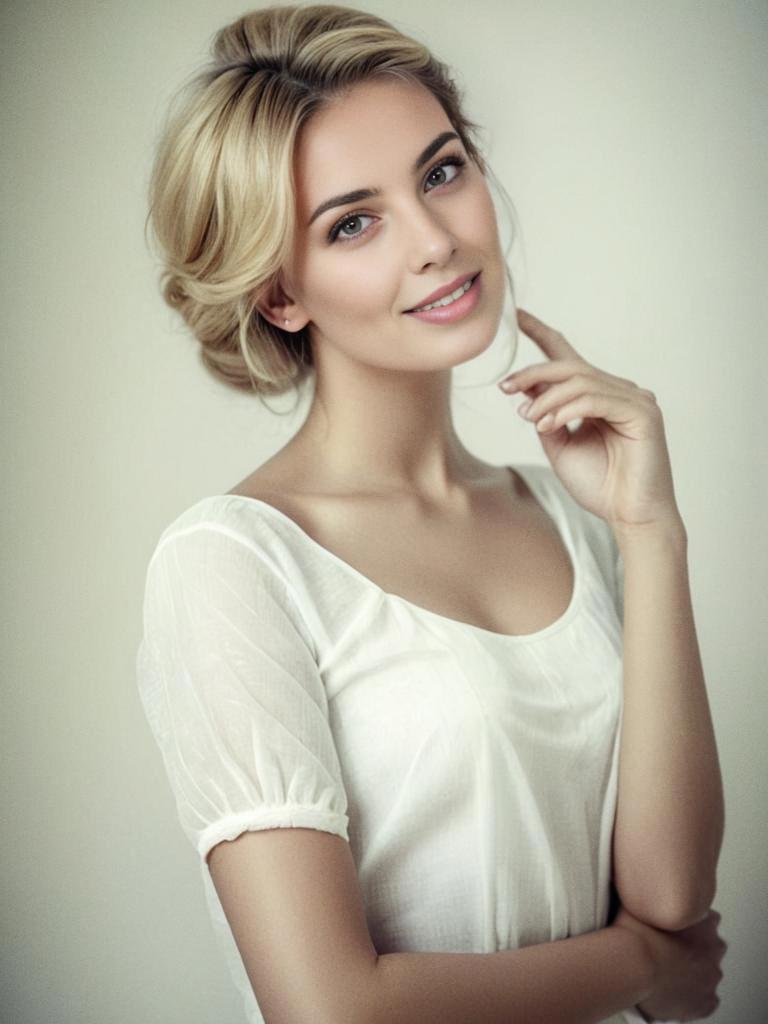 Elegant Woman with Soft Features and Gentle Smile