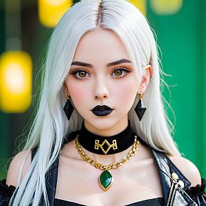 Modern Gothic Portrait of Woman with Platinum Hair