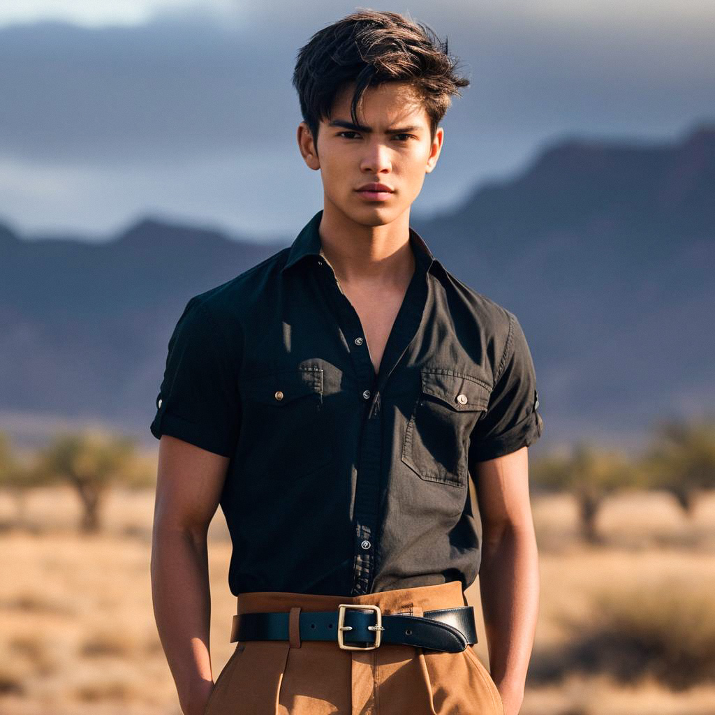 Confident Young Man in Desert Landscape