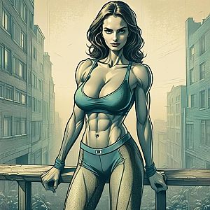 Athletic Woman on Urban Balcony