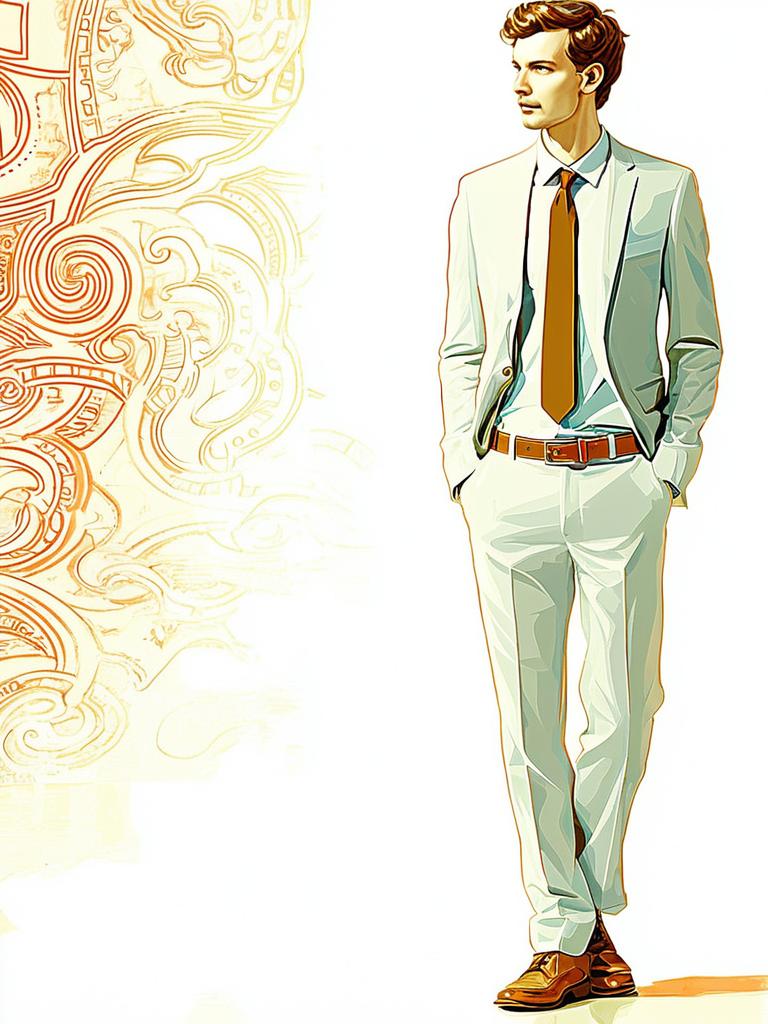 Stylish Young Man in Light Suit with Abstract Background Stylish Young Man in Light Suit with Abstract Background