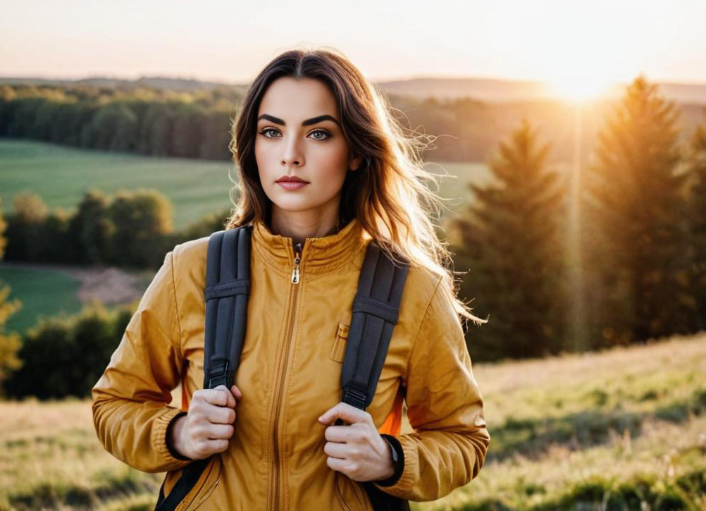 Woman in Mustard Yellow Jacket Outdoors