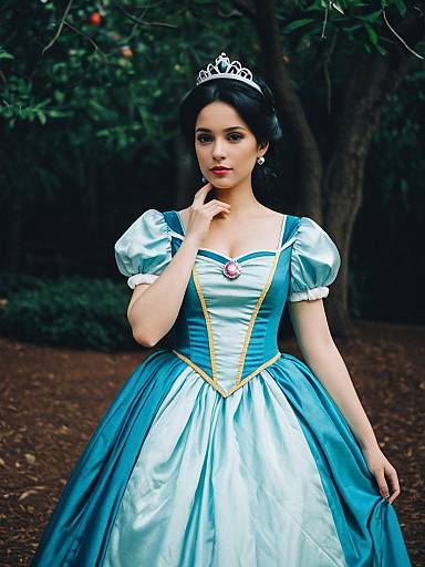 Elegant Woman in Disney Princess Dress Costume Cosplay Editorial Photography