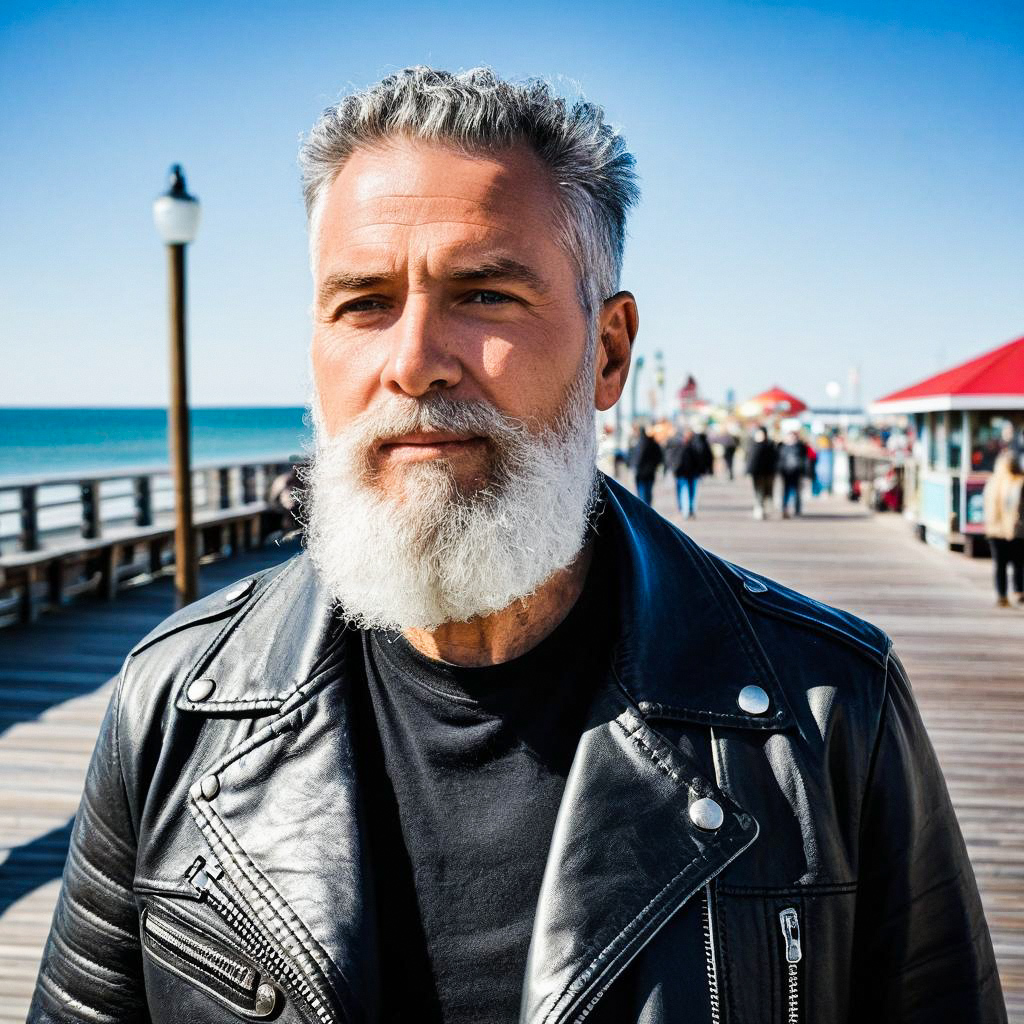 Confident Older Man on Sunny Pier