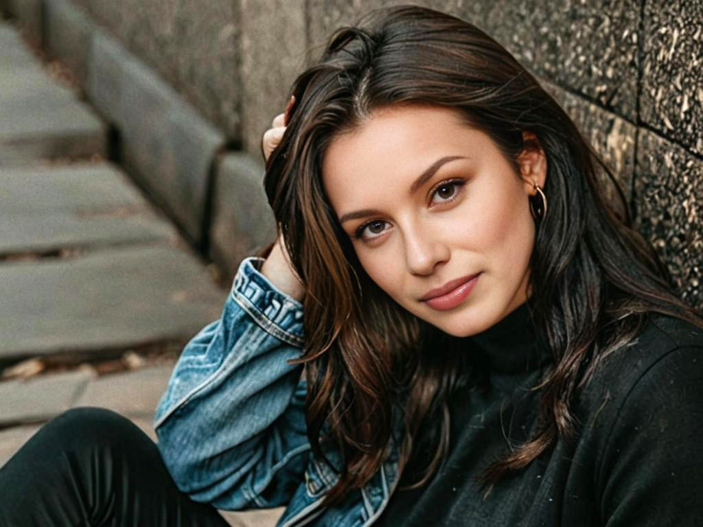 Thoughtful Young Woman in Denim Jacket