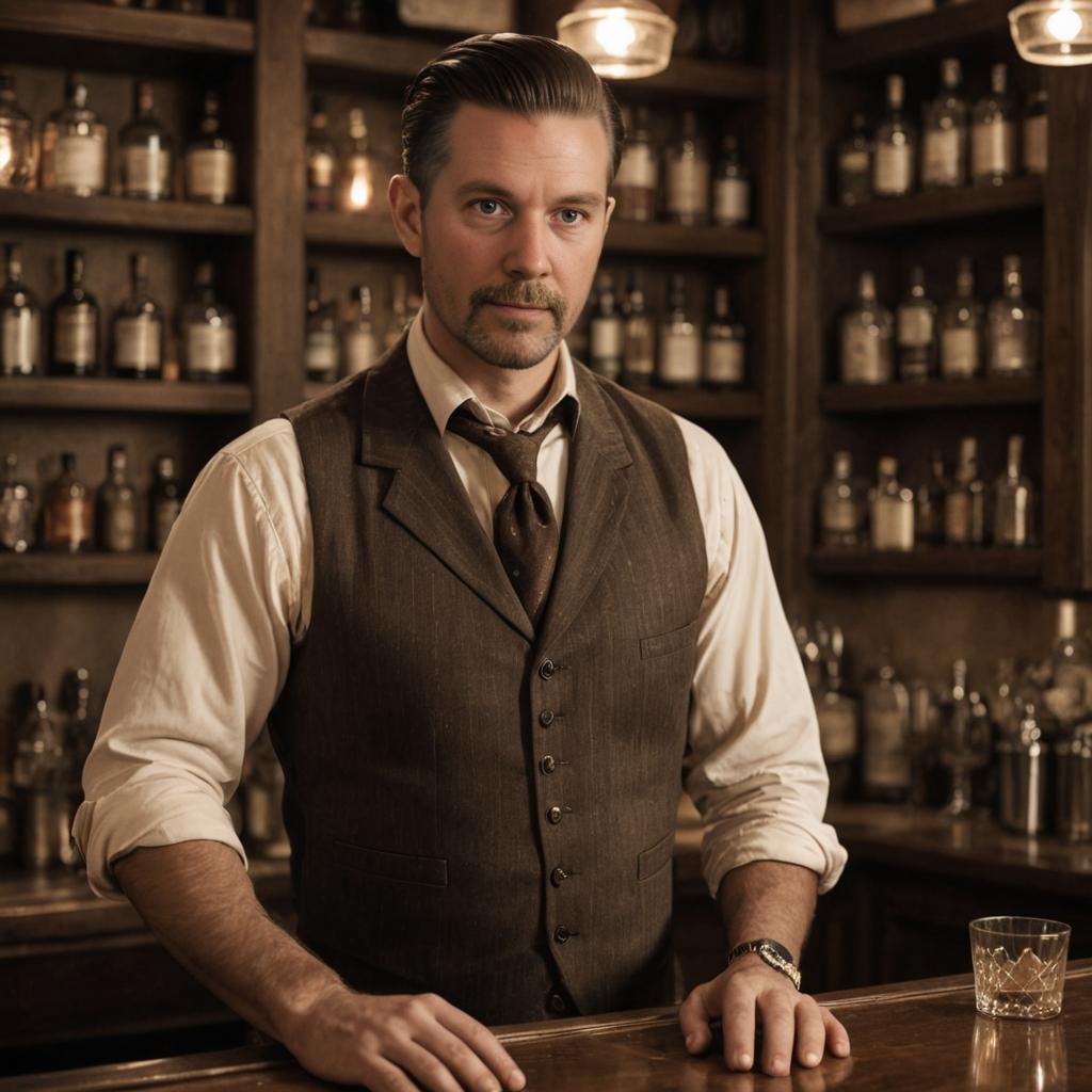 Vintage Portrait of a Confident Man at a Bar