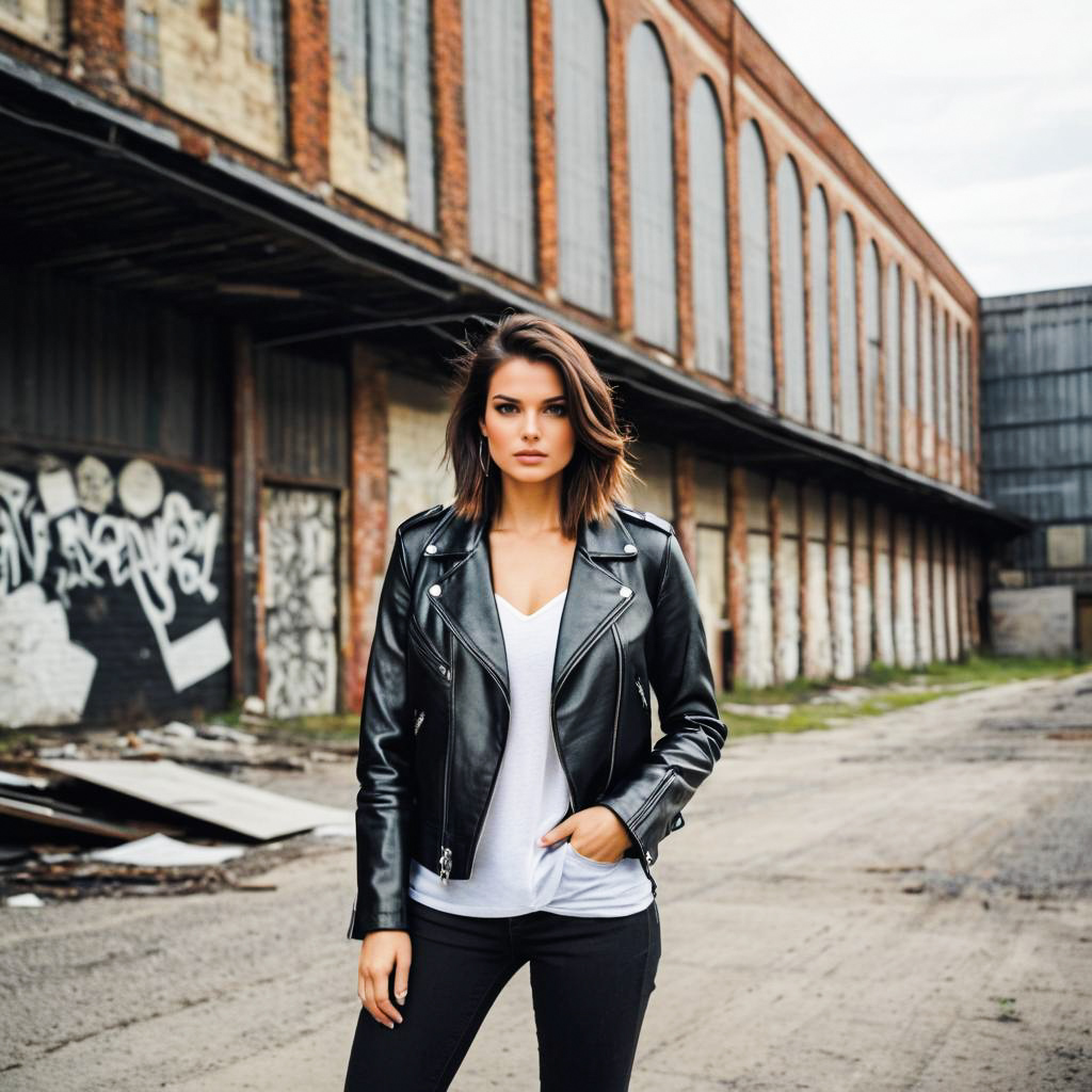 Confident Woman in Urban Street Fashion