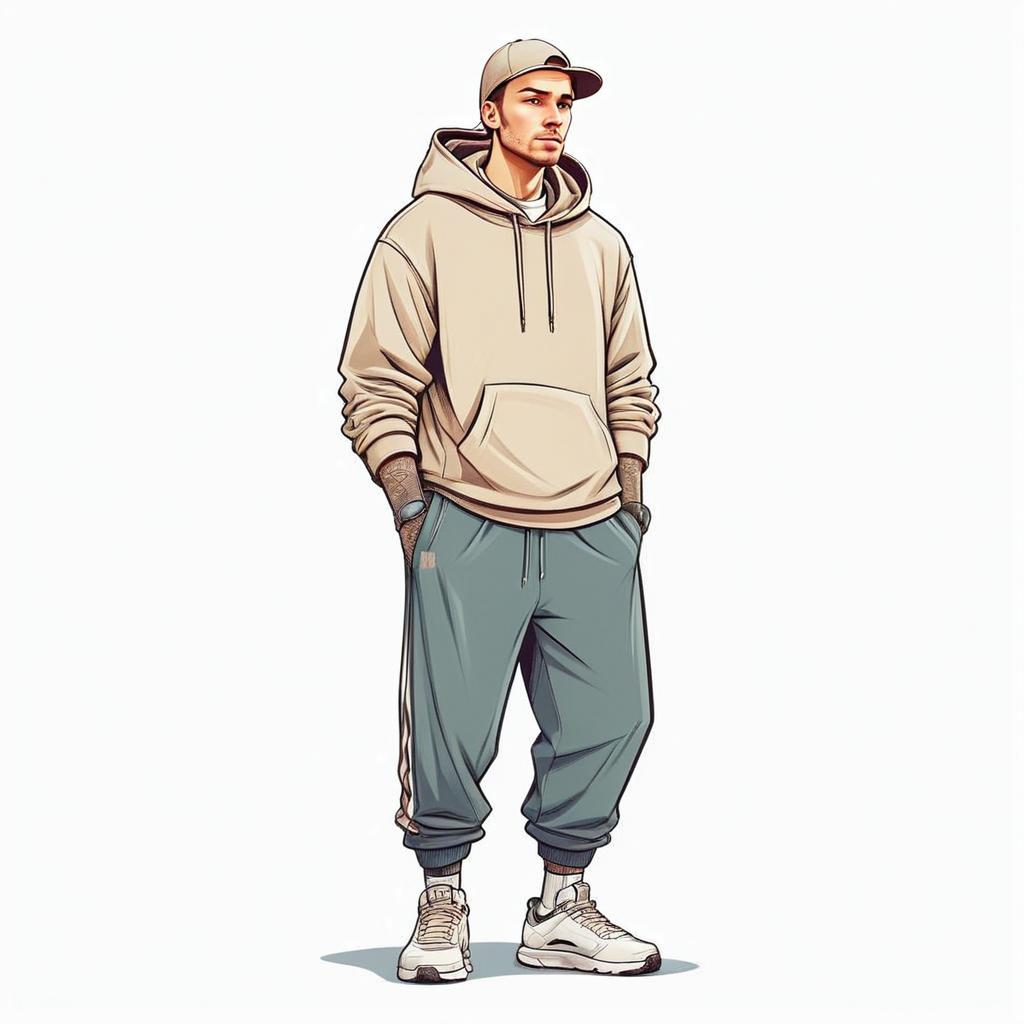 Young Man in Casual Streetwear Young Man in Casual Streetwear