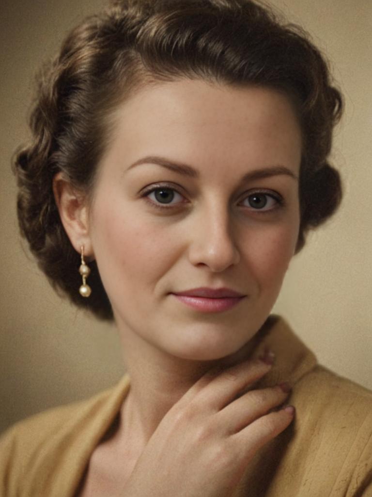 Vintage Woman in Golden Yellow Blouse