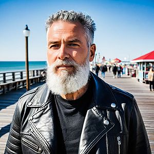 Confident Older Man on Sunny Pier