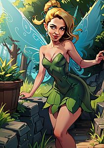 Fantasy Fairy Woman Digital Illustration in Forest Setting