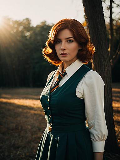 Realistic Cosplay Woman in Shirley Fenette Costume Outdoor Portrait