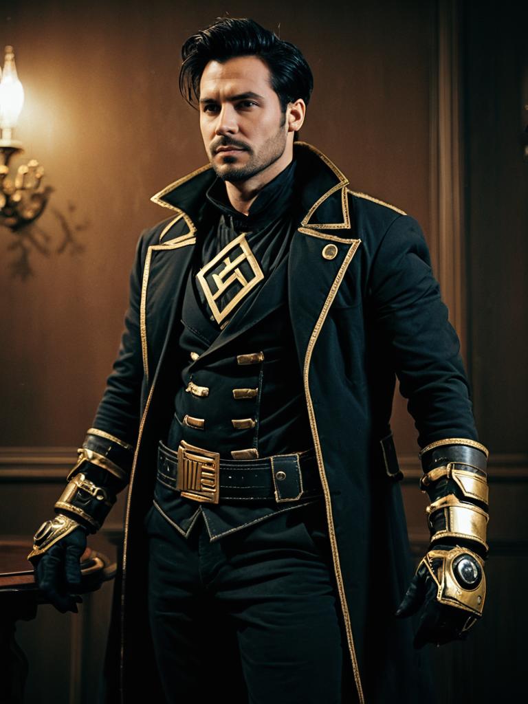 Realistic Bash Cosplay Costume on Confident Man
