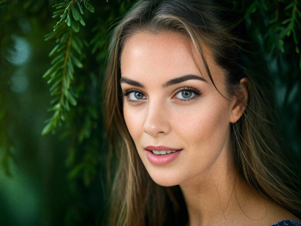 Close-up Portrait of a Young Woman with Natural Beauty