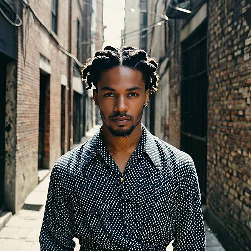 Portrait of Young Man with Twisted Hair in Urban Alleyway
