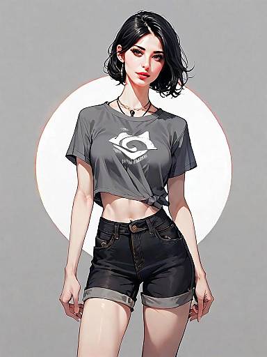 Realistic Digital Illustration of Woman in Casual Streetwear Full Body