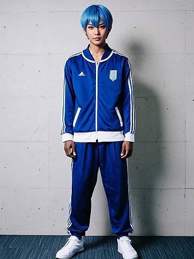 Man in Blue Adidas Tracksuit with Blue Hair Inspired by Aomine Daiki