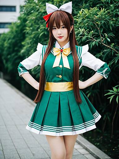 Arima Miyako Cosplay Woman in Green Sailor School Uniform