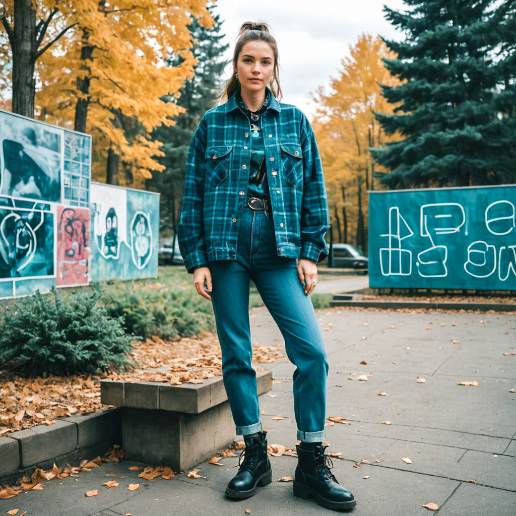 Stylish Woman in Autumn Foliage