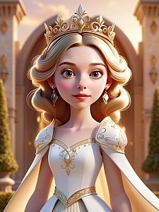 Elegant Young Queen in Intricate Gown