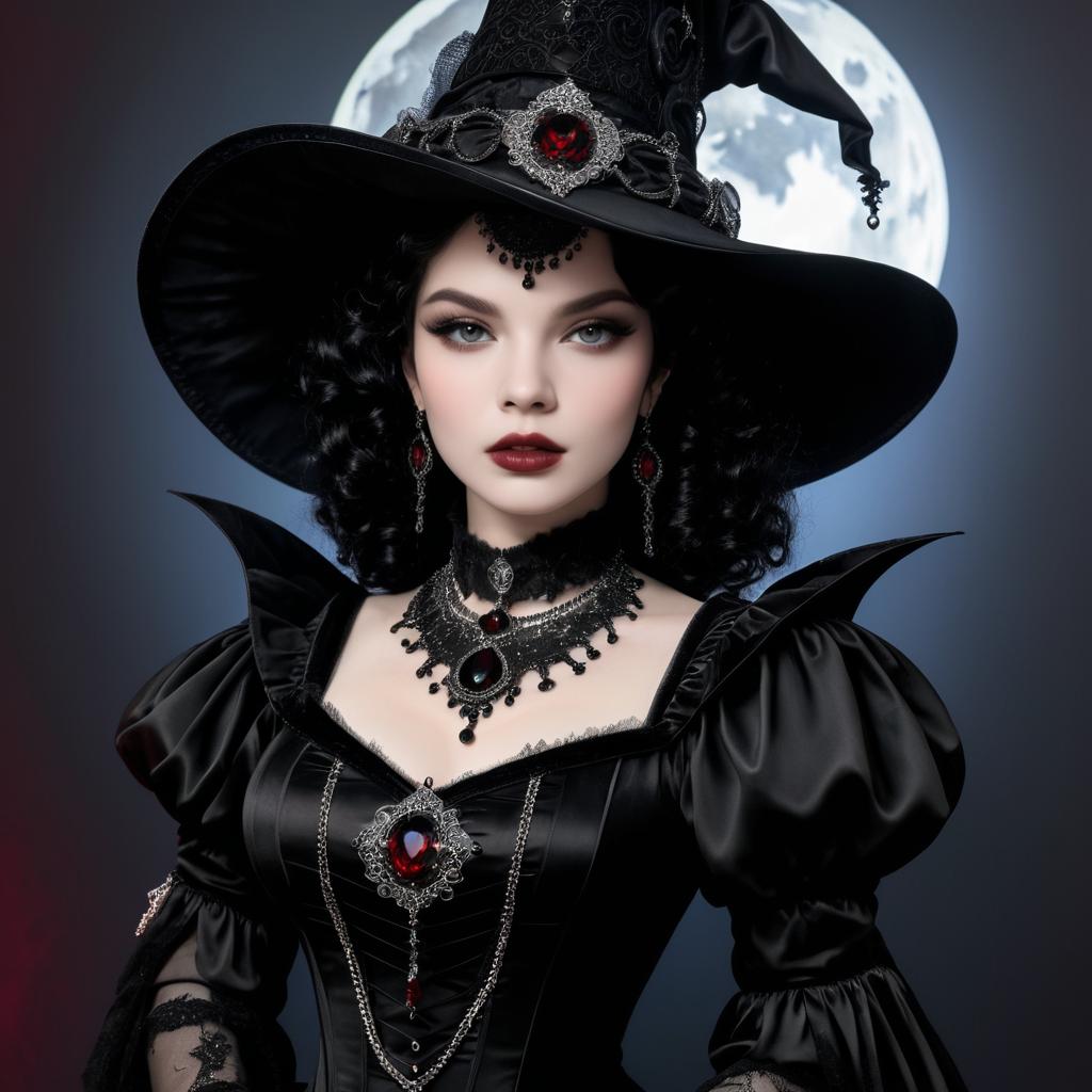 Elegant Vampire Woman in Gothic Costume