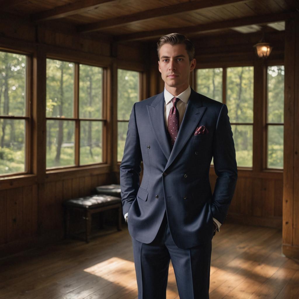 Confident Man in Navy Suit