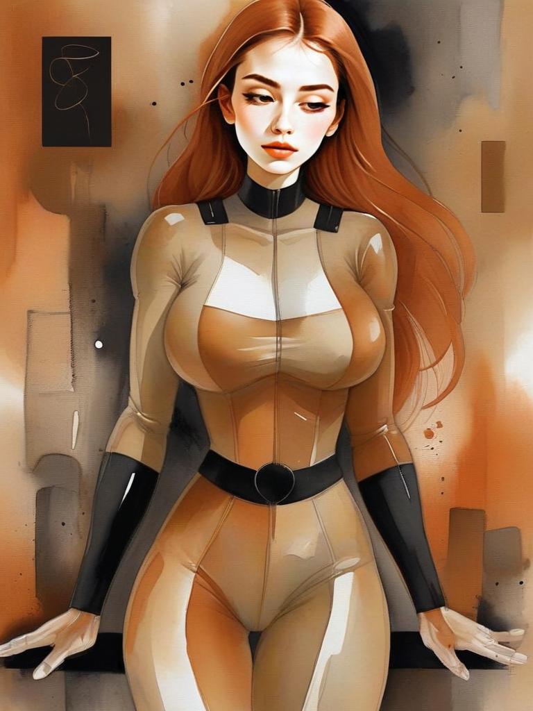 Stylized Female Character in Futuristic Bodysuit