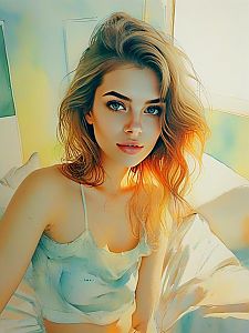 Young Woman with Blonde Hair and Blue Eyes