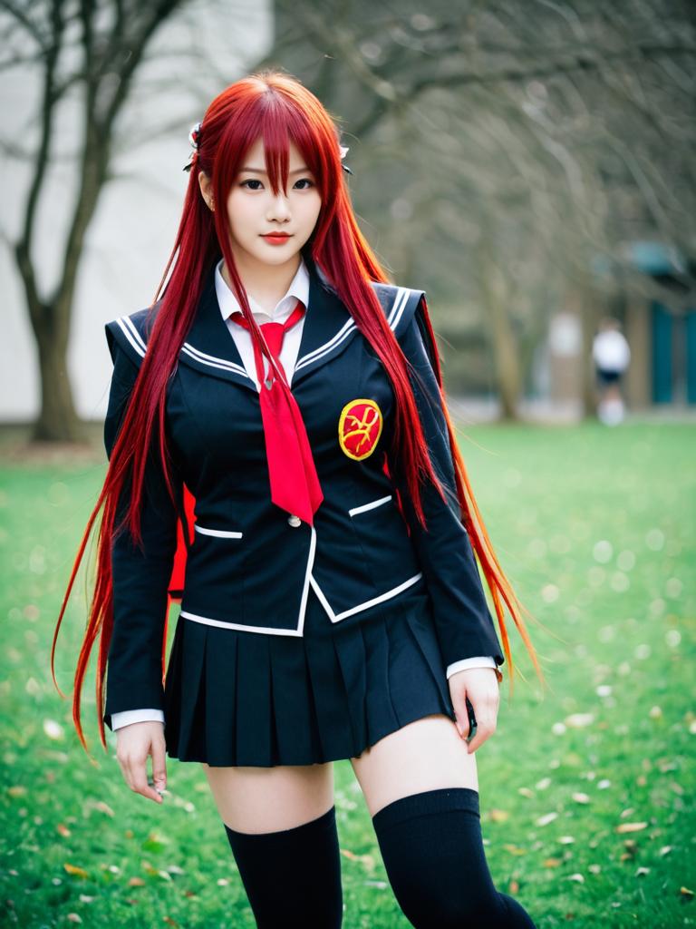 Realistic Shana Cosplay from Shakugan no Shana in School Uniform