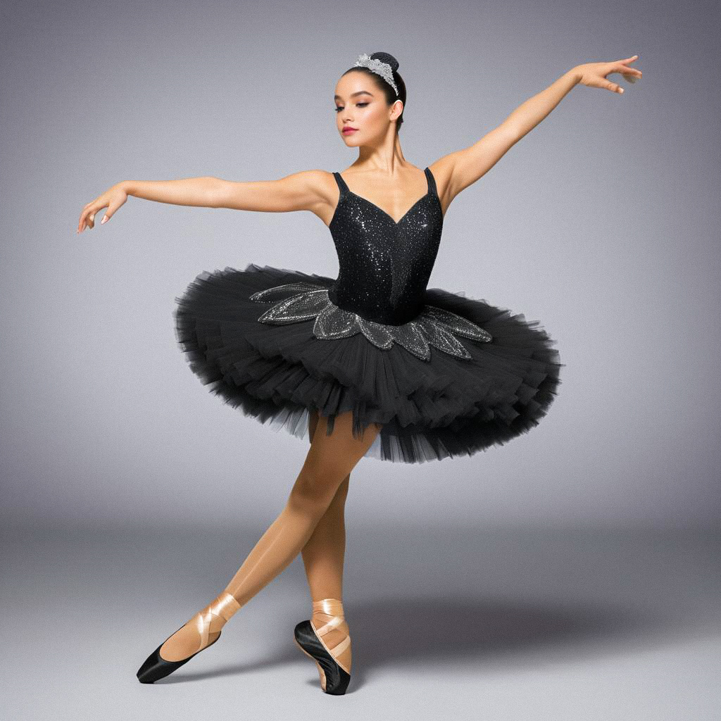 Elegant Ballet Dancer in Black Tutu