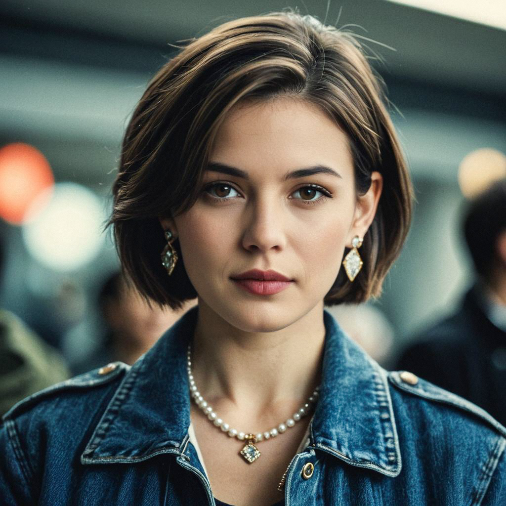 Confident Young Woman in Denim Jacket Confident Young Woman in Denim Jacket