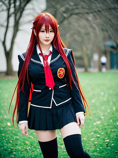 Realistic Shana Cosplay from Shakugan no Shana in School Uniform