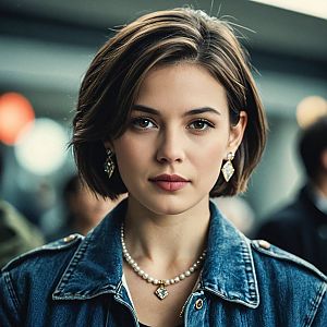 Confident Young Woman in Denim Jacket