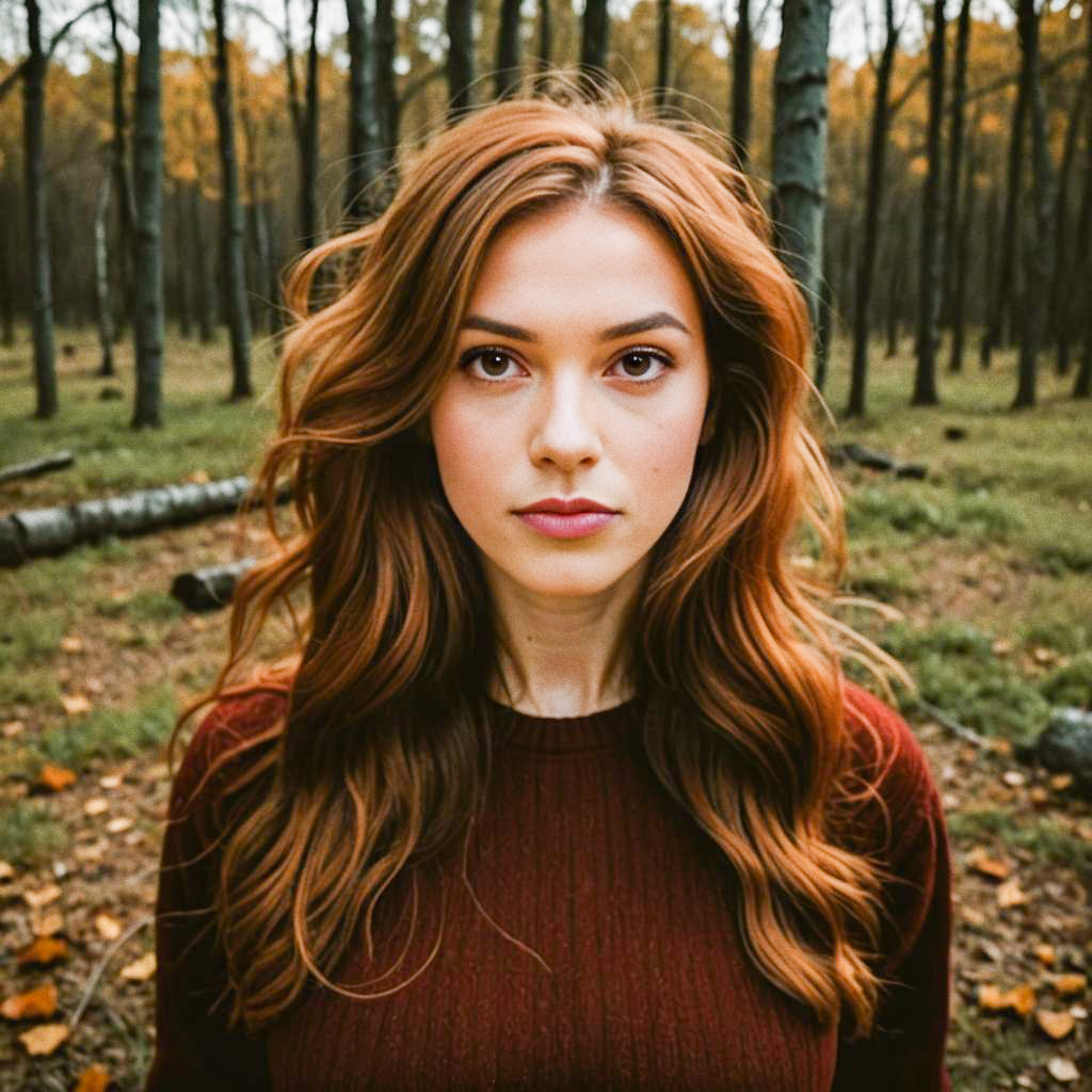 Elegant Woman in Autumn Forest