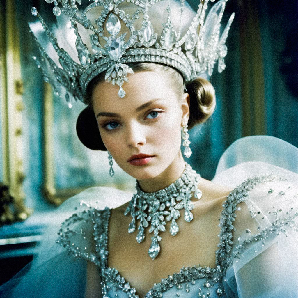 Enchanting Woman in Crown and Jewelry