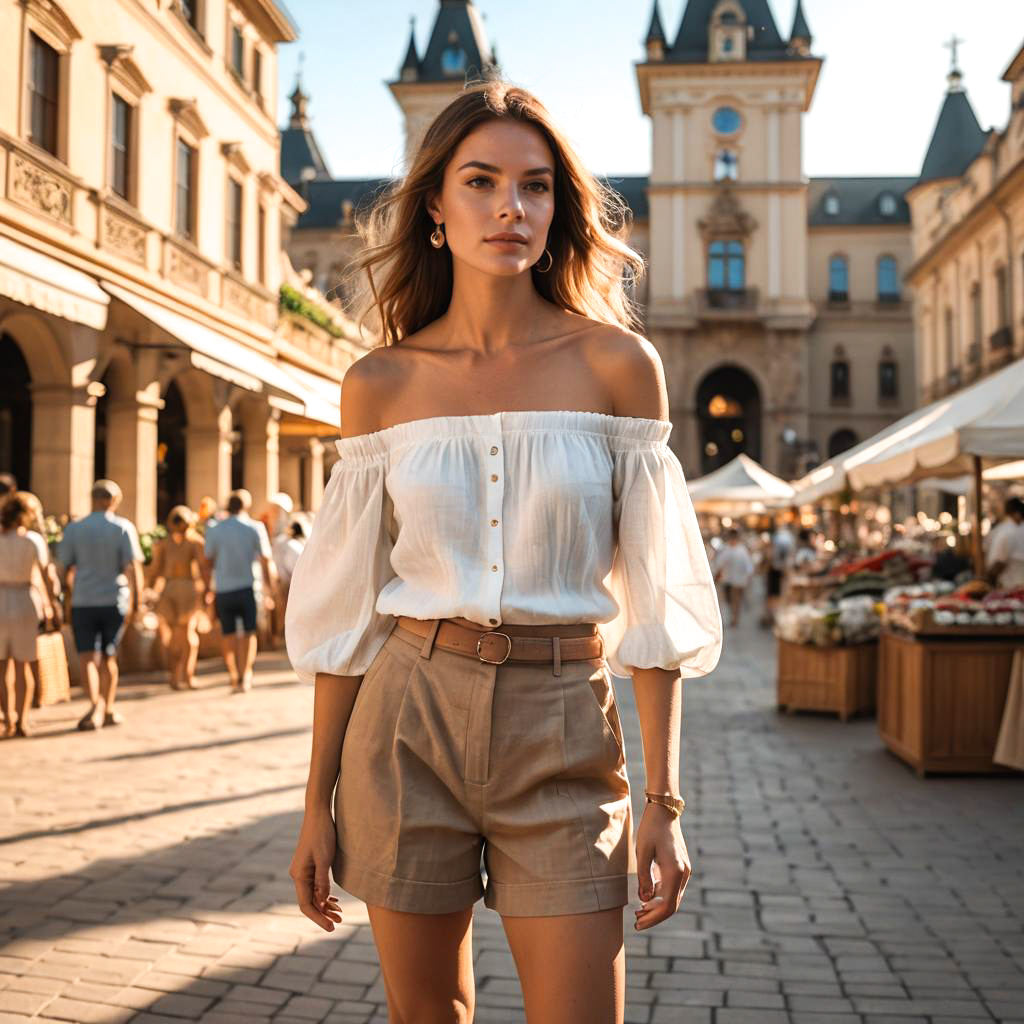 Stylish Woman in Market Square