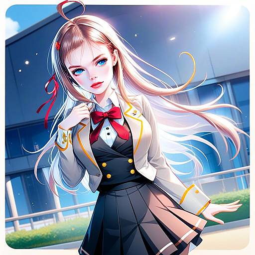 Alisa Mikhailovna Kujou Anime Style School Uniform Portrait